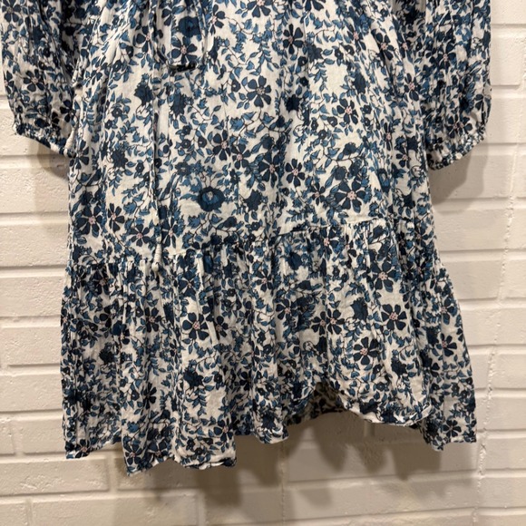 Apiece Apart Victoria Mock Dress Navy Blue Potpourri Sz Floral Ruffle Mini Slip - Picture 9 of 16
